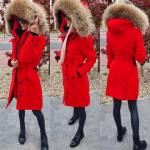 Khaki Naturaalse Karvaga Vetthülgav Pikem Talveparka