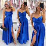 Melns Satīna Maksi Kleita