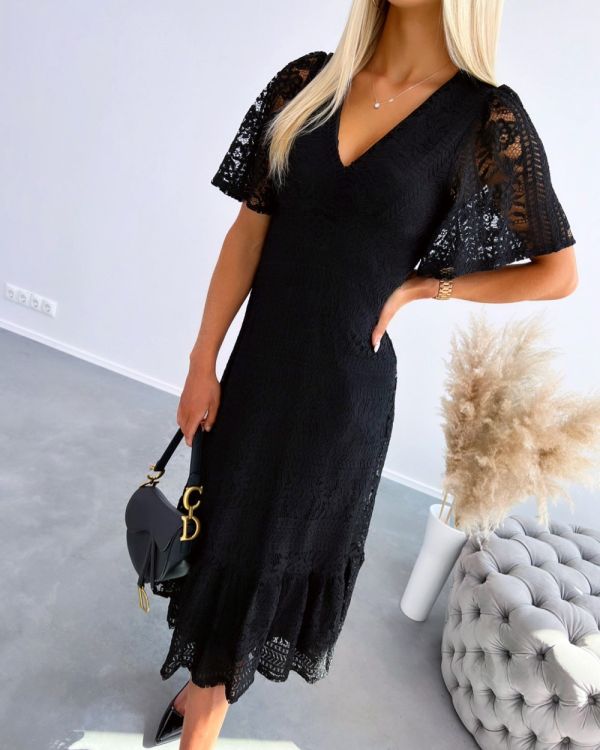 Black Lace Midi Dress