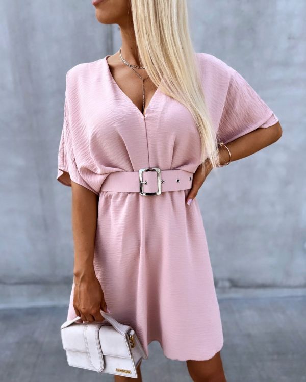 Light Pink Belted Dress