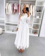 Valge Vööga Pitsist Kleit