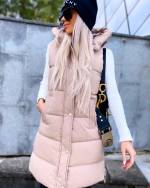 Beež Lühem Kapuutsiga Vest