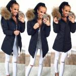 Темно-серый Водонепроницаемая зимняя куртка с натуральным мехом