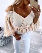 Balta Trumpas Viršus Su Dirželiais