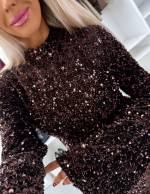 Бежевый Платье с мягкими пайетками