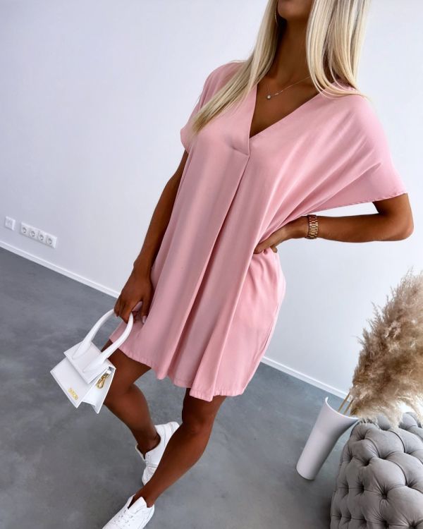 Pink Pocketed Flowy Dress