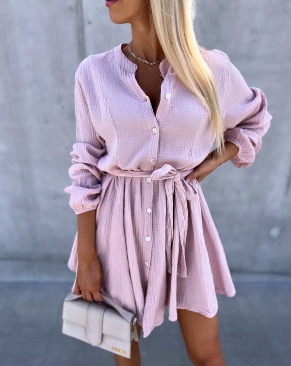 Light Pink Tie-waist Dress