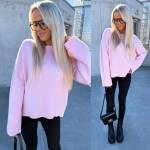 Tumepunane Laiemate Varrukatega Pehme Kampsun