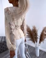 Melns Aptinama Blūze Ar Ziedu Rakstu