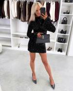 Бежевый Платье с мягкими пайетками