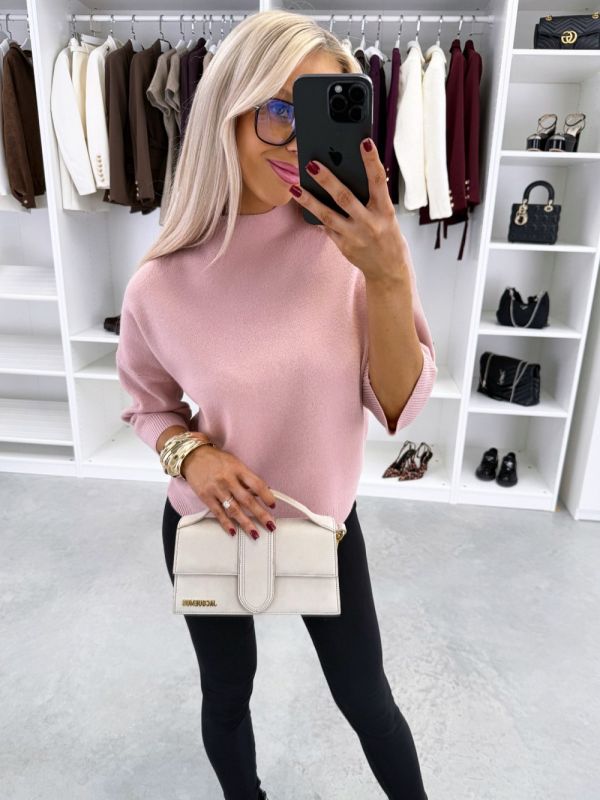 Pink Comfy High-neck Sweater