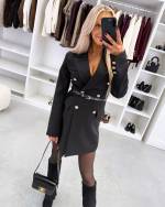 Tumši Sarkans Žakete-kleita Ar Jostu