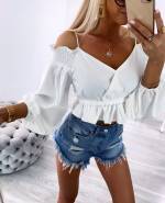 Zaļš Īss Tops Ar Lencītēm