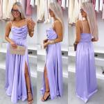 Zila Satīna Maksi Kleita