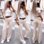 Black Straight-cut Pants With Belt