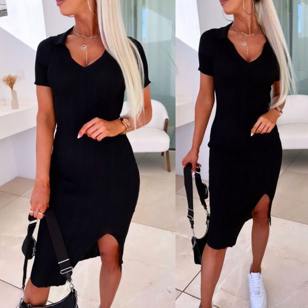 Black Polo Dress With Slit