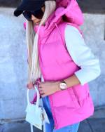 Šviesiai Rausvos Spalvos Trumpesnė Liemenė Iš Vandeniui Atsparios Medžiagos