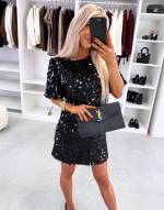 Светло-бежевый Платье с пайетками и драпировкой