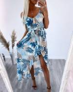 Rožinis Trijų Ketvirčių Ilgio Suknelė Su Gėlių Raštu