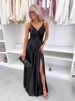 Turquoise Ilga Suknelė Su Skeltuku