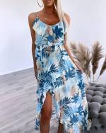 Rožinis Trijų Ketvirčių Ilgio Suknelė Su Gėlių Raštu