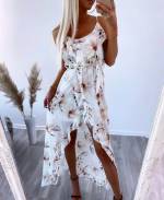 Rožinis Trijų Ketvirčių Ilgio Suknelė Su Gėlių Raštu