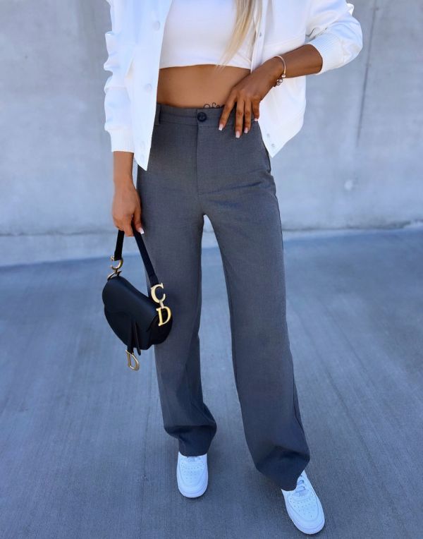 Grey Straight Cut Pants