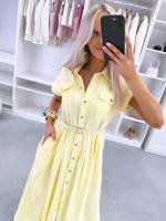 Розовый Удобное платье с поясом