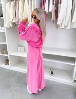 Fuksja Dwuczęściowy Komplet Dresowy Z Weluru