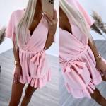 Valge Keskelt Paelaga Lühike Jumpsuit