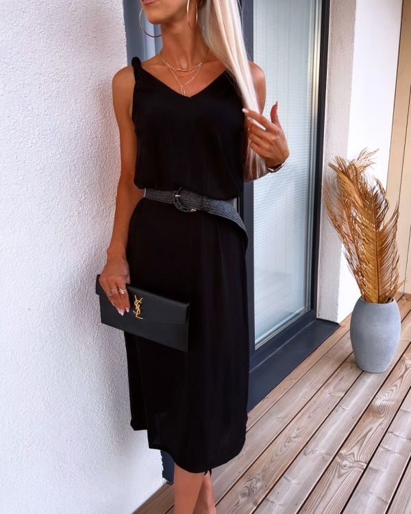 Black Summer Dress With A Belt