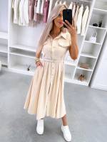 Розовый Удобное платье с поясом