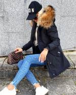 Темно-серый Водонепроницаемая зимняя куртка с натуральным мехом