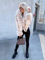 Bēša Bomberjaka Ar Kapuci Un Siltu Oderi