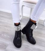 Melns Ērti Motociklistu Zābaki Ar Pērlītēm