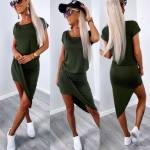 Бирюзовый Повседневное платье с резинкой посередине