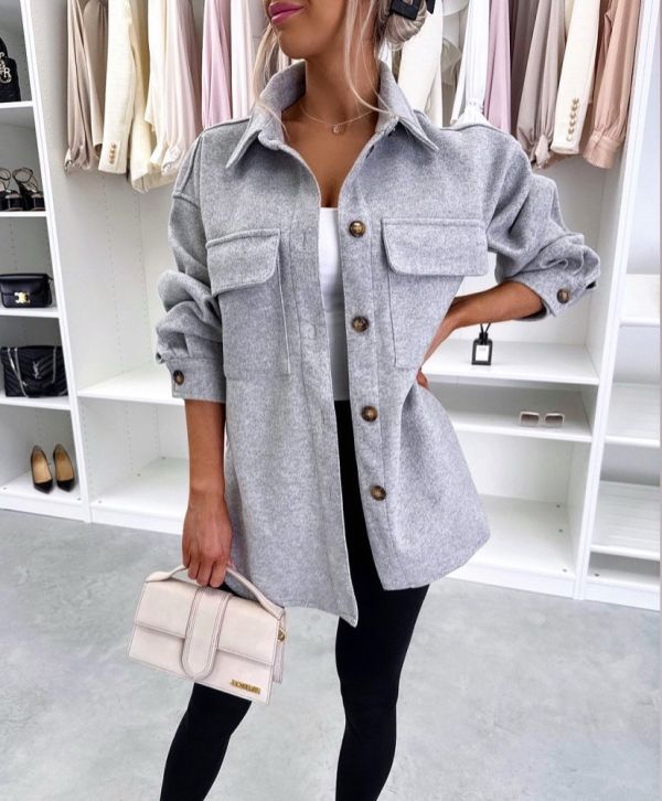 Grey Oversized Spring/autumn Jacket