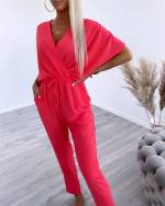 Черный Длинный комбинезон с резинкой посередине