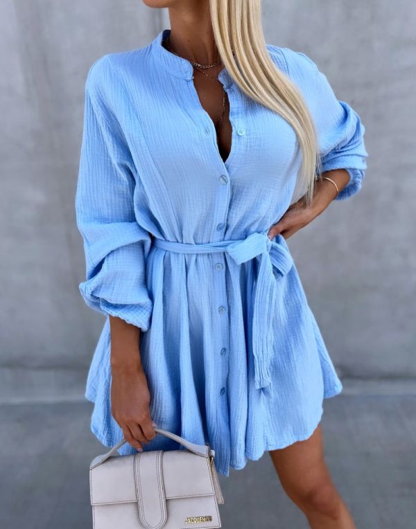 Light Blue Tie-waist Dress