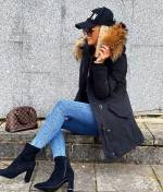 Темно-серый Водонепроницаемая зимняя куртка с натуральным мехом