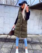 Helesinine Pikem Kapuutsiga Vest