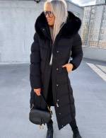 Черный Тёплая зимняя парка с капюшоном