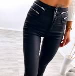 Must Hõbedaste Lukkudega Matt-nahksed Stretch Püksid