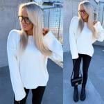 Roosa Laiemate Varrukatega Pehme Kampsun