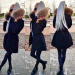 Melns Ziemas Jaka Ar Dabīgu Kažokādu Un Garāku Aizmugurējo Daļu