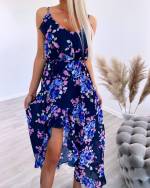 Rožinis Trijų Ketvirčių Ilgio Suknelė Su Gėlių Raštu