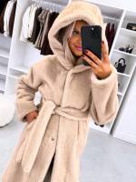 Светло-бежевый Роскошное зимнее пальто с капюшоном