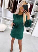 Must Pikkade Varrukatega Langev Kleit