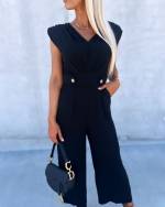 Must Kuldsete Detailidega Jumpsuit