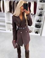 Tumši Sarkans Žakete-kleita Ar Jostu